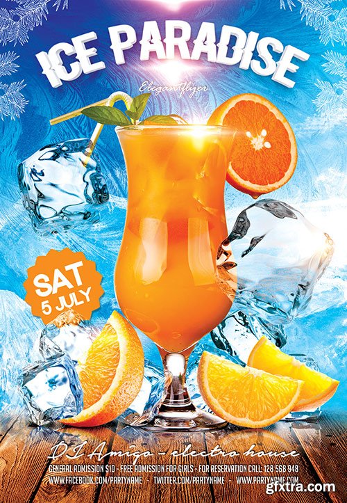 Ice Paradise Flyer PSD Template + Facebook Cover