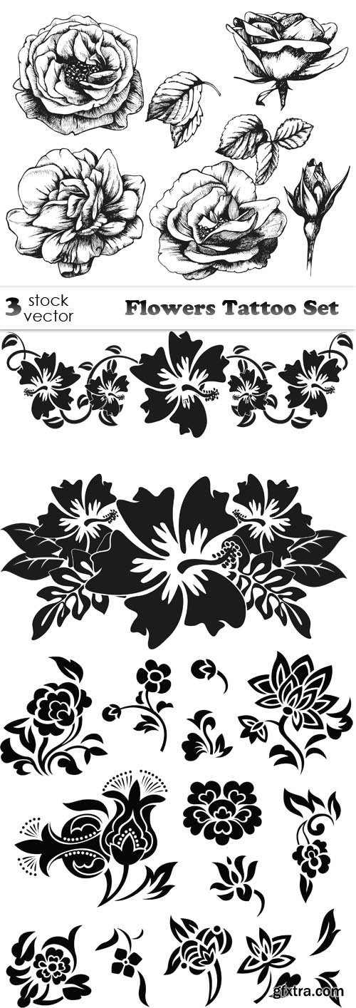 Vectors - Flowers Tattoo Set