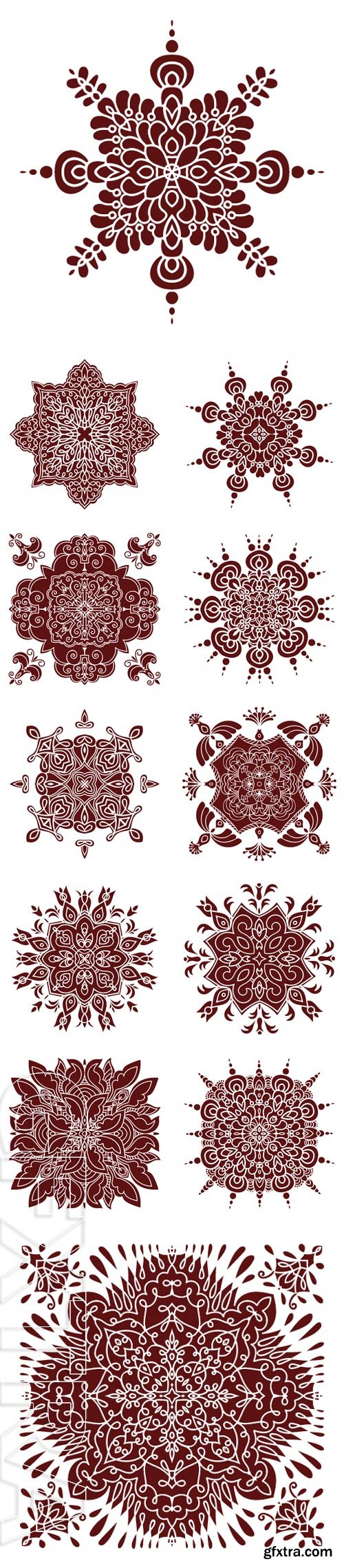 Stock Vectors - Hand drawing mandala element, silhouette in marsala color. Italian majolica style Vector illustration