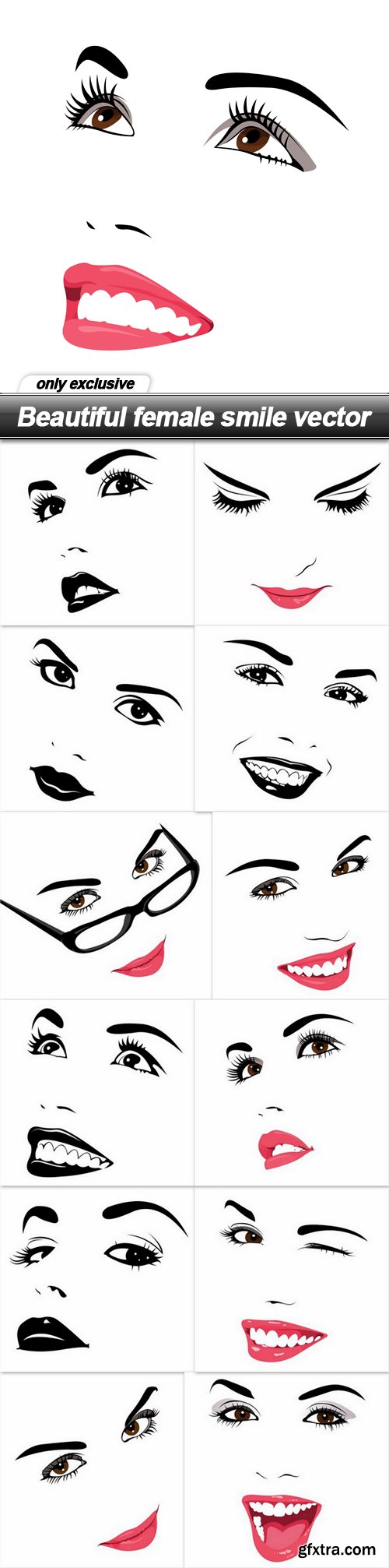 Beautiful female smile vector - 13 EPS