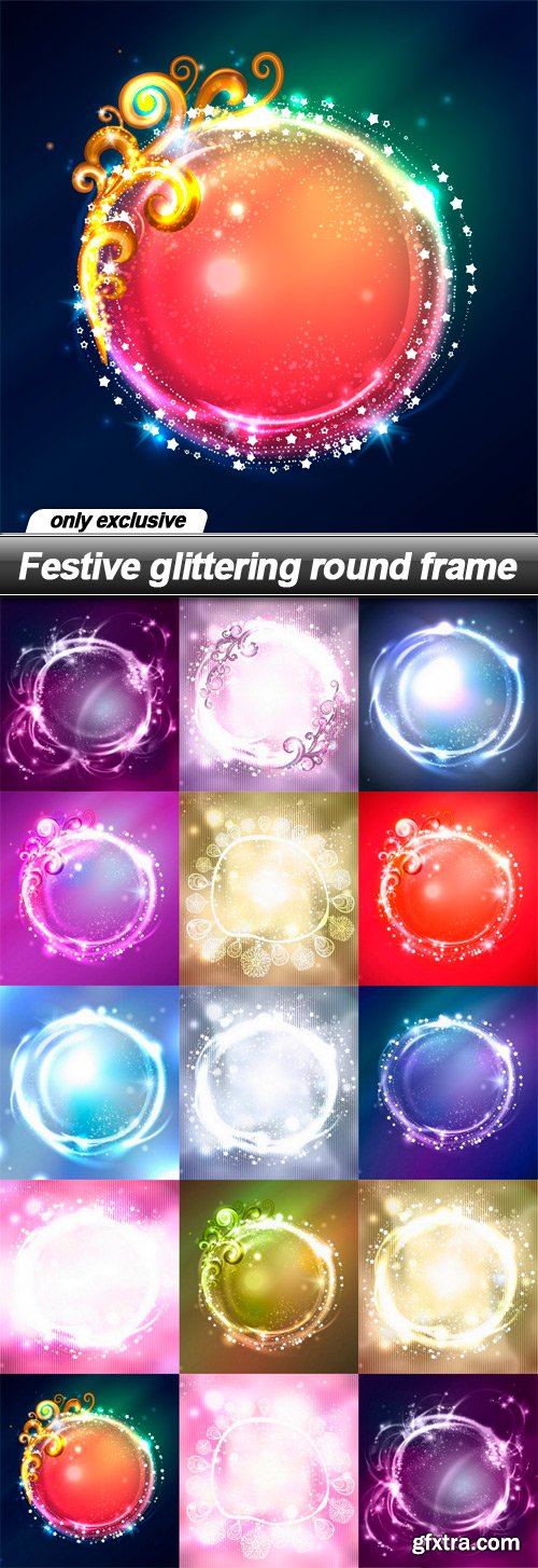 Festive glittering round frame - 14 EPS