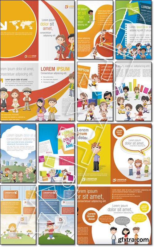 Colorful template for advertising brochure with children - Vector