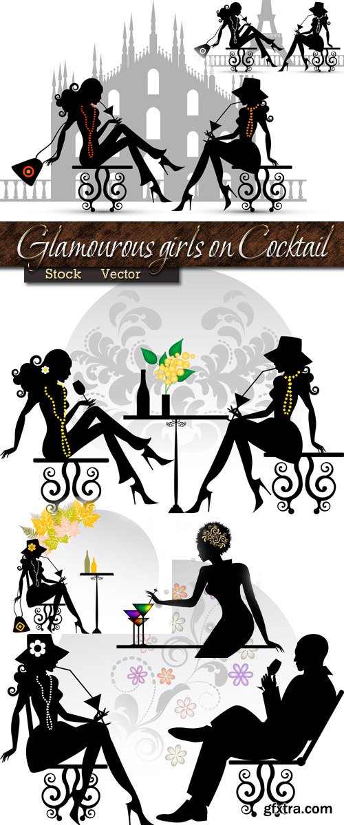 Glamourous girls on Cocktail in Vector