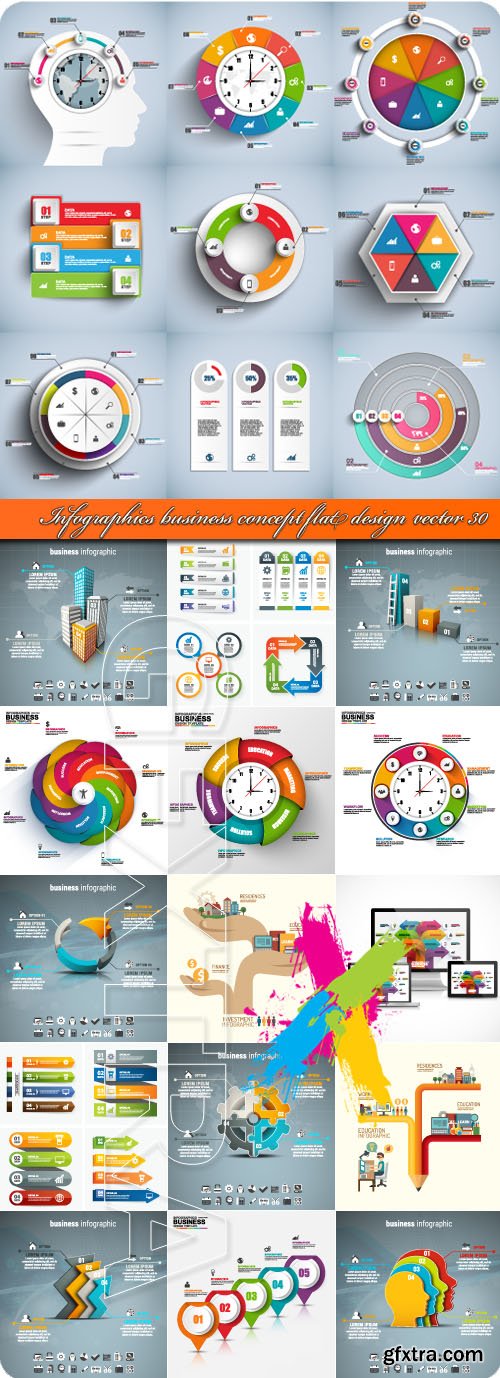Infographics business concept flat design vector 30