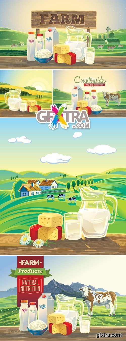 Farm Milk Products Vector