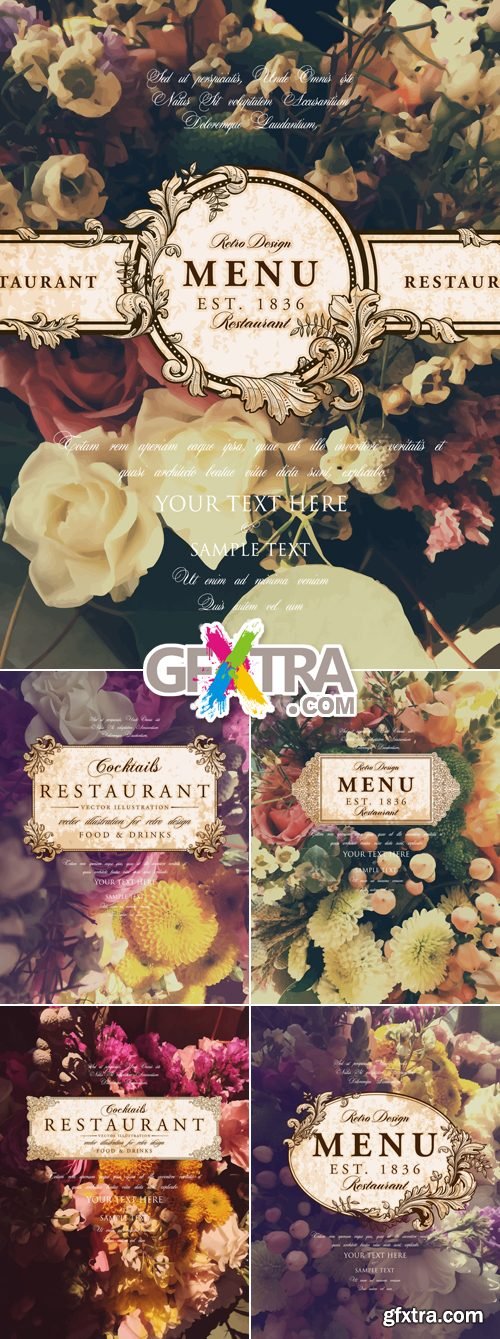 Vintage Menu Templates Vector 2