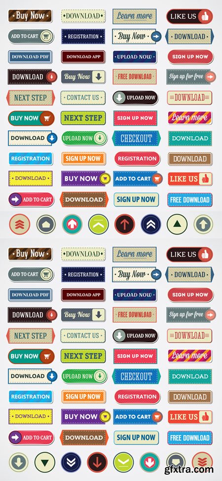 Vintage Flat Web Buttons Vector Set