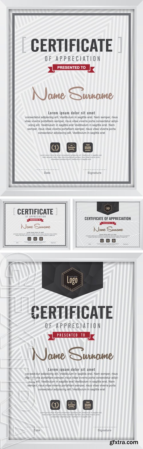 Stock Vectors -Vector illustration, certificate with white frame, certificate template with clean and modern pattern