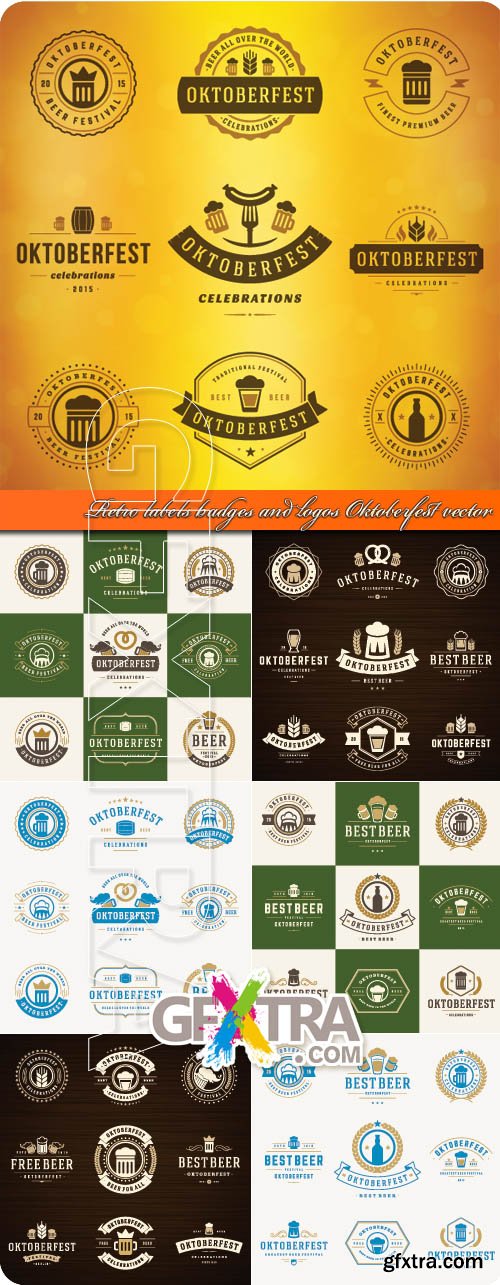 Retro labels badges and logos Oktoberfest vector