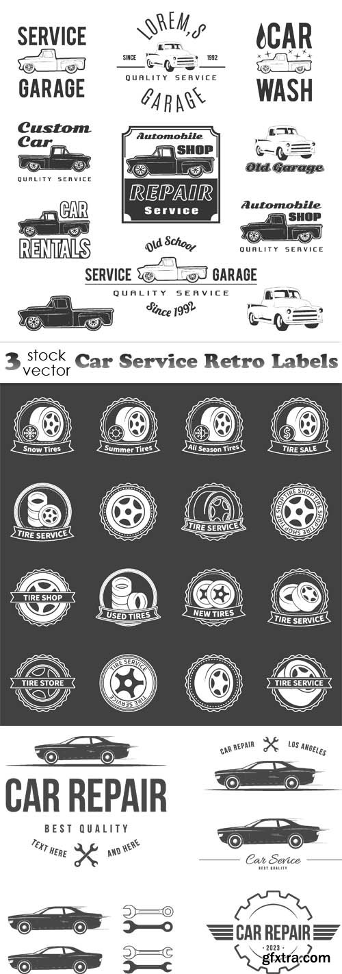 Vectors - Car Service Retro Labels