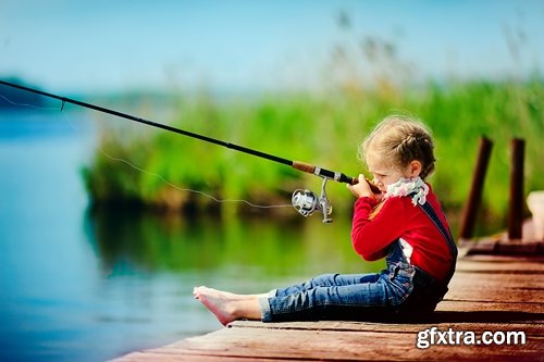 Collection of little girl woman girl with a fishing rod fishing pier river sea 25 HQ Jpeg