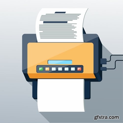 Collection of vector illustration picture print printer 25 EPS