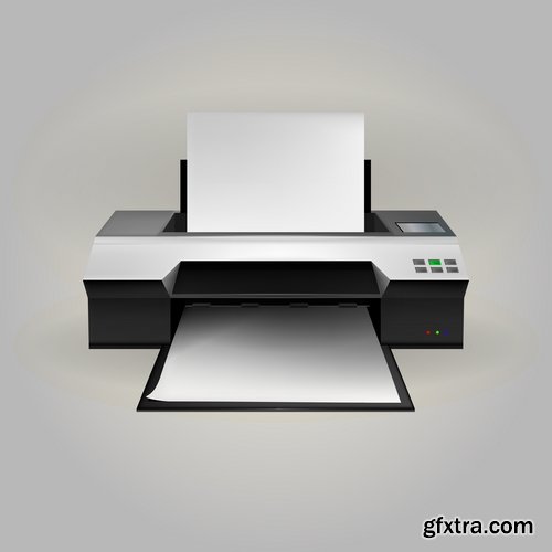 Collection of vector illustration picture print printer 25 EPS