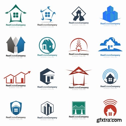 Collection of vector logo picture business house icon 25 EPS