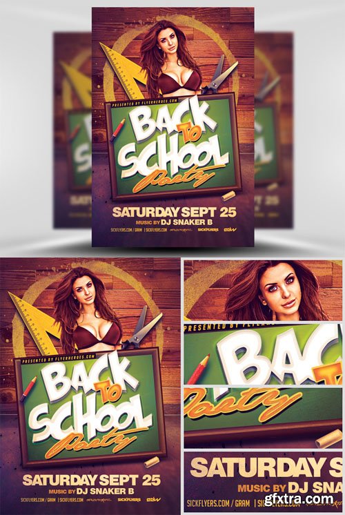 Back to School Party Flyer Template 3 GFxtra