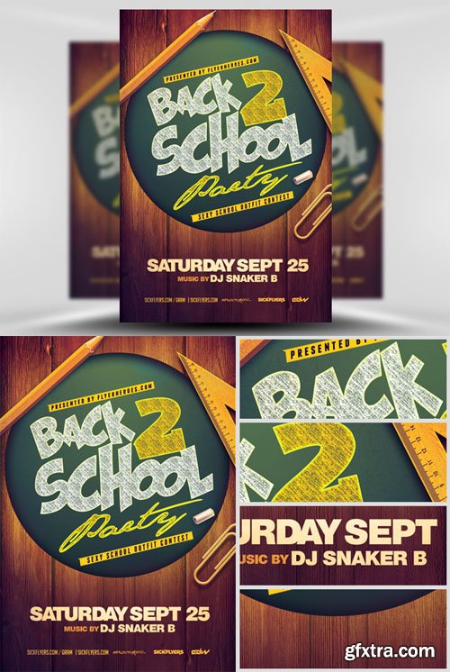 Back To School Party Flyer Template 4 GFxtra