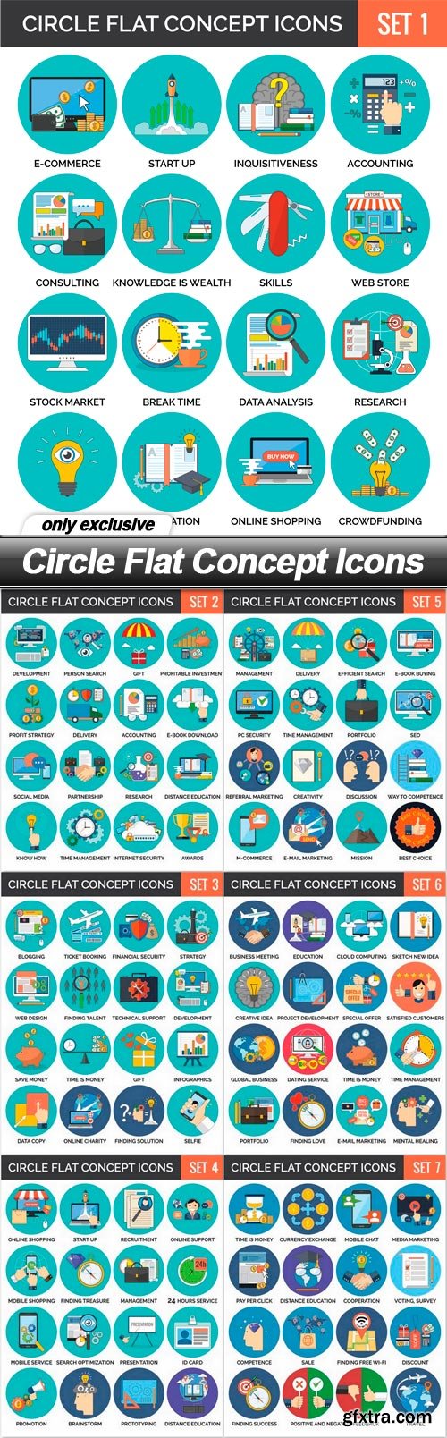 Circle Flat Concept Icons - 7 EPS