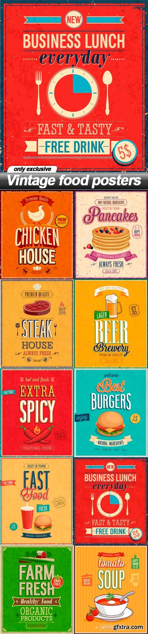 Vintage food posters - 10 EPS