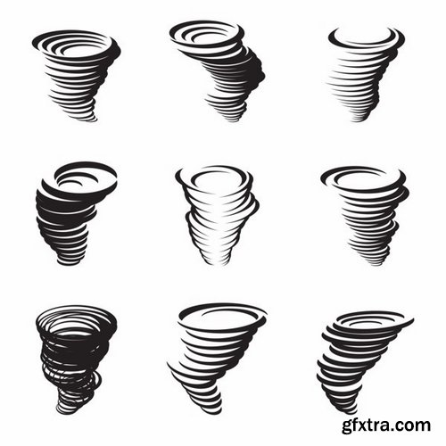 Collection of vector image of tornado wind whirlwind vortex 25 EPS