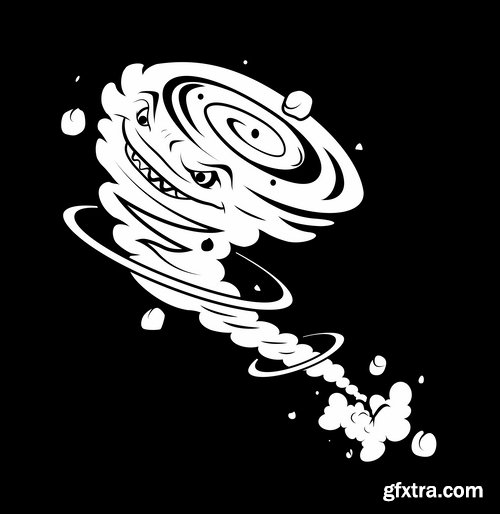 Collection of vector image of tornado wind whirlwind vortex 25 EPS