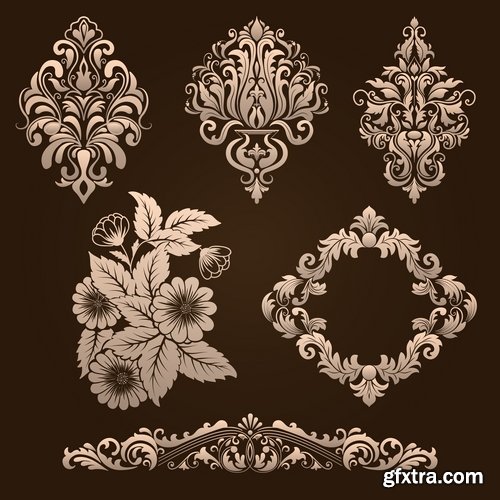 Collection of vector image calligraphic elements vintage design element coat of arms emblem # 11-25 EPS