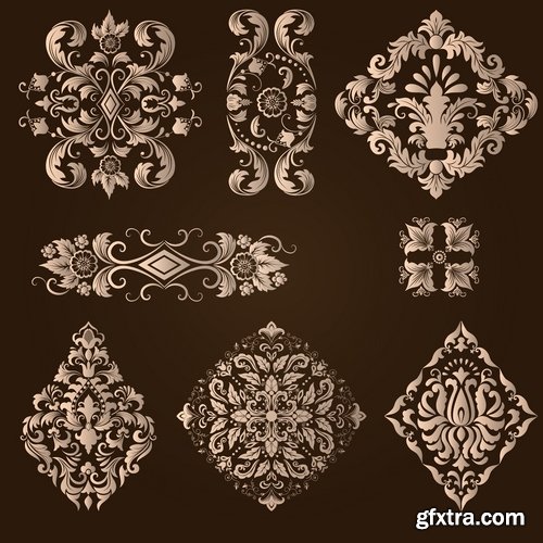 Collection of vector image calligraphic elements vintage design element coat of arms emblem # 11-25 EPS