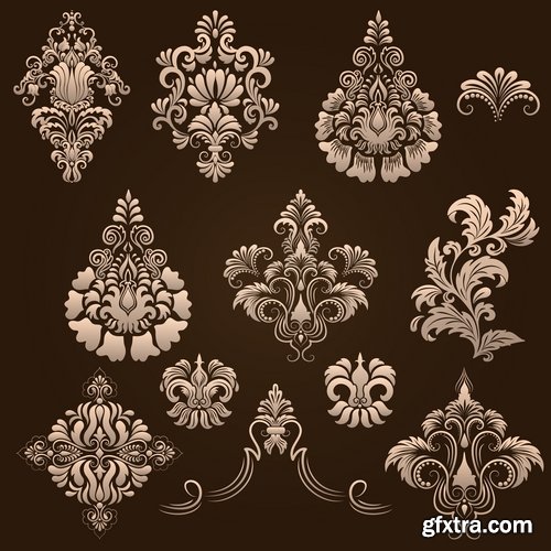 Collection of vector image calligraphic elements vintage design element coat of arms emblem # 11-25 EPS