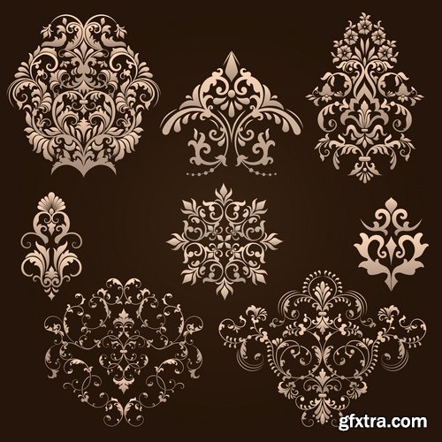 Collection of vector image calligraphic elements vintage design element coat of arms emblem # 11-25 EPS