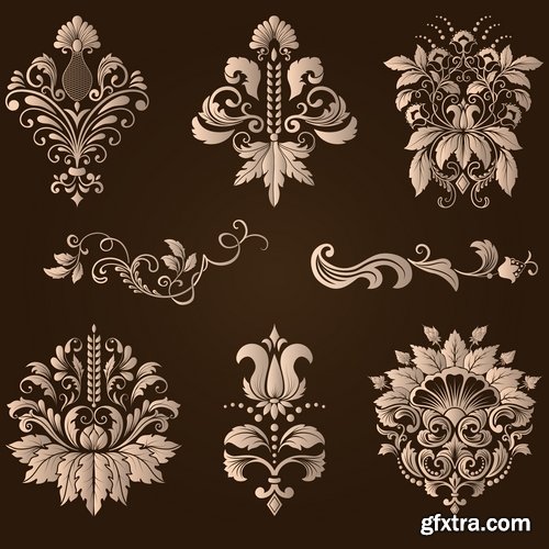 Collection of vector image calligraphic elements vintage design element coat of arms emblem # 11-25 EPS