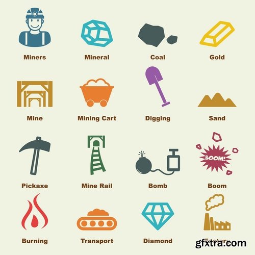 Collection of vector image various flat icons on various subjects #7-25 Eps