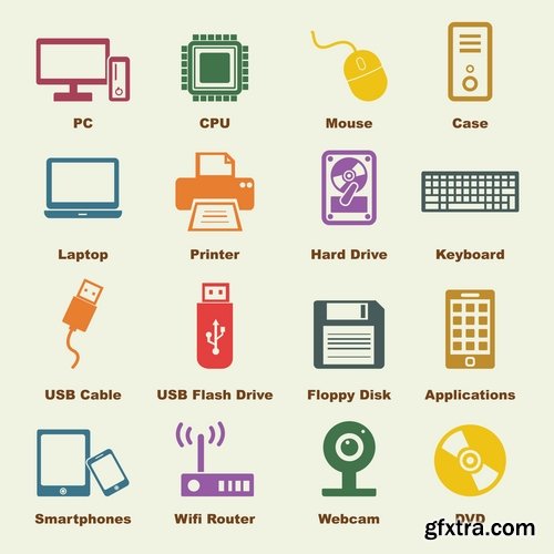 Collection of vector image various flat icons on various subjects #7-25 Eps