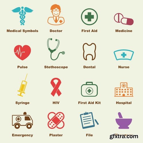 Collection of vector image various flat icons on various subjects #7-25 Eps