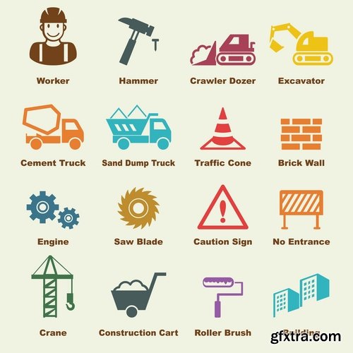 Collection of vector image various flat icons on various subjects #7-25 Eps