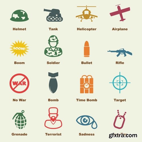 Collection of vector image various flat icons on various subjects #7-25 Eps