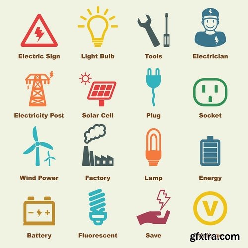 Collection of vector image various flat icons on various subjects #7-25 Eps