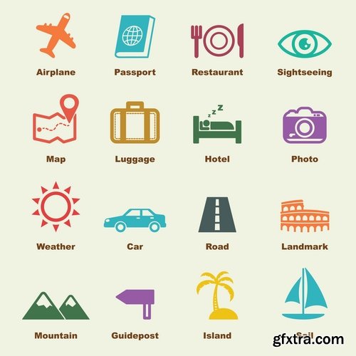 Collection of vector image various flat icons on various subjects #7-25 Eps