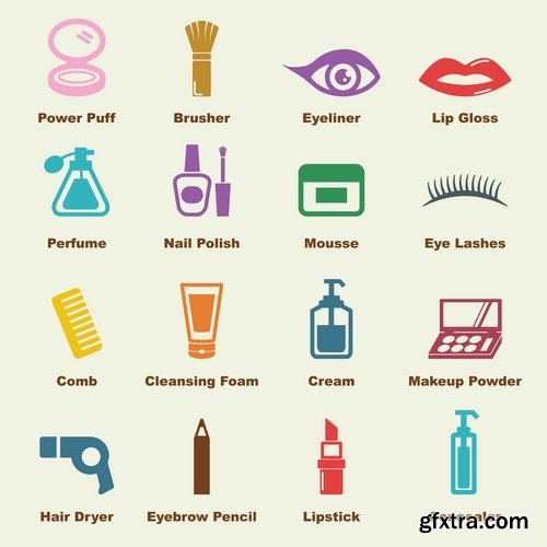 Collection of vector image various flat icons on various subjects #7-25 Eps