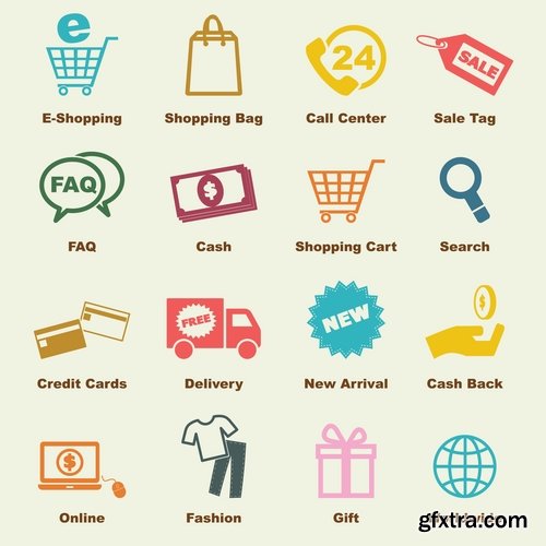 Collection of vector image various flat icons on various subjects #7-25 Eps