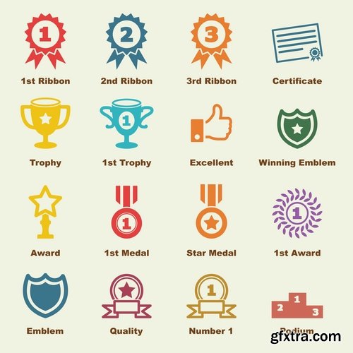 Collection of vector image various flat icons on various subjects #7-25 Eps