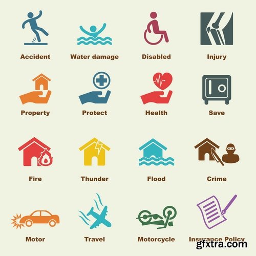 Collection of vector image various flat icons on various subjects #7-25 Eps