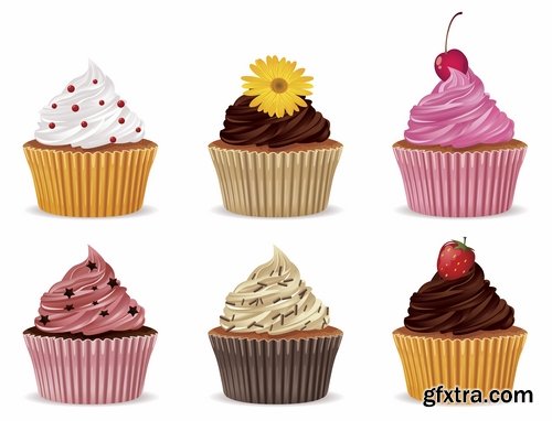 Set of tasty cupcakes and cakes - 25 Eps