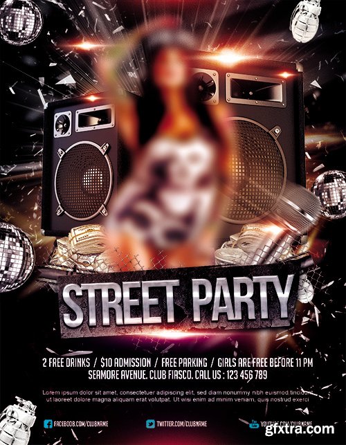 Street Party Flyer PSD Template + Facebook Cover