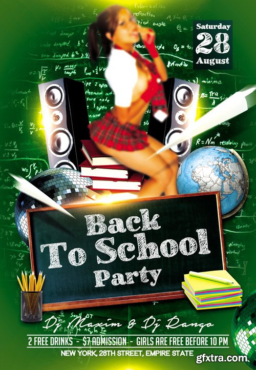 Back to School Party 2 – Flyer PSD Template + Facebook Cover