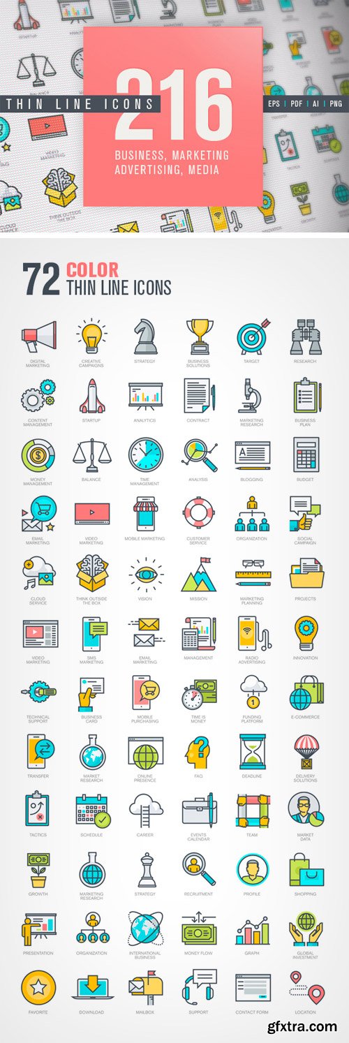 CM 329523 - Thin Line Business & Marketing Icons