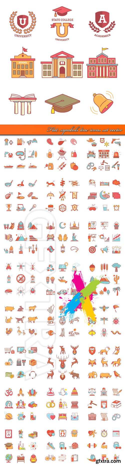 Flat symbols line icons set vector