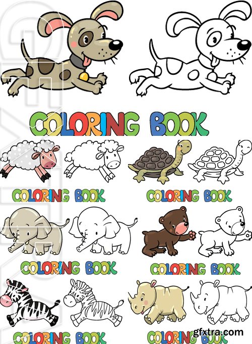 Stock Vectors - Coloring book or coloring picture of little funny