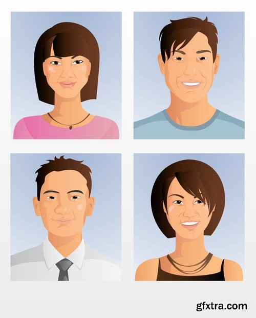 Collection of vector image portrait of a man a woman a man cartoon 25 EPS