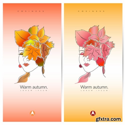 Collection of vector autumn background is a picture poster flyer banner leaf tree 25 EPS