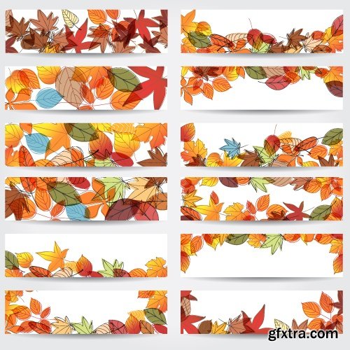 Collection of vector autumn background is a picture poster flyer banner leaf tree 25 EPS