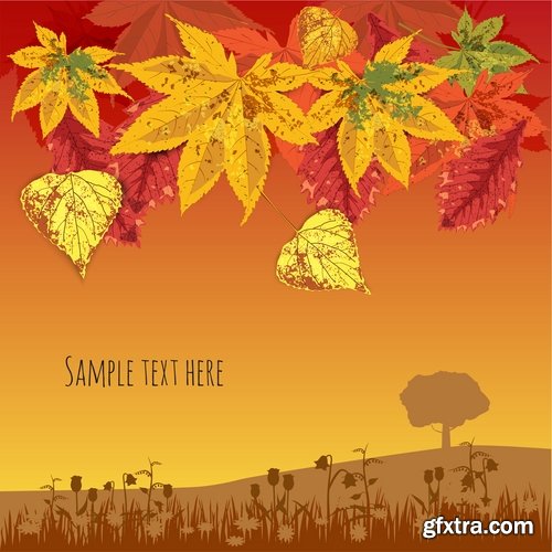 Collection of vector autumn background is a picture poster flyer banner leaf tree 25 EPS